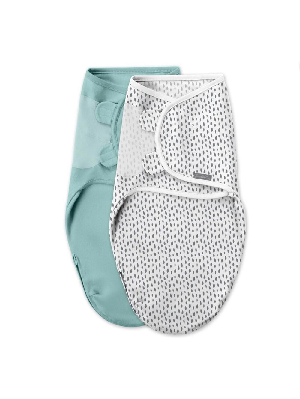 2-Pack Baby Swaddle Sack Set - Mint & White Dot